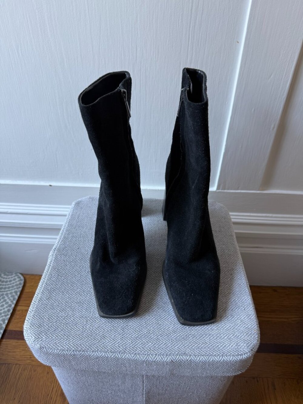 Sam Edelman Ivette Suede Ankle Boots | Black Block Heel | Women's 7